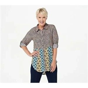 Tolani Collection‎ shirt size XS NWT Women's Printed button up  Multicolor NEW!
